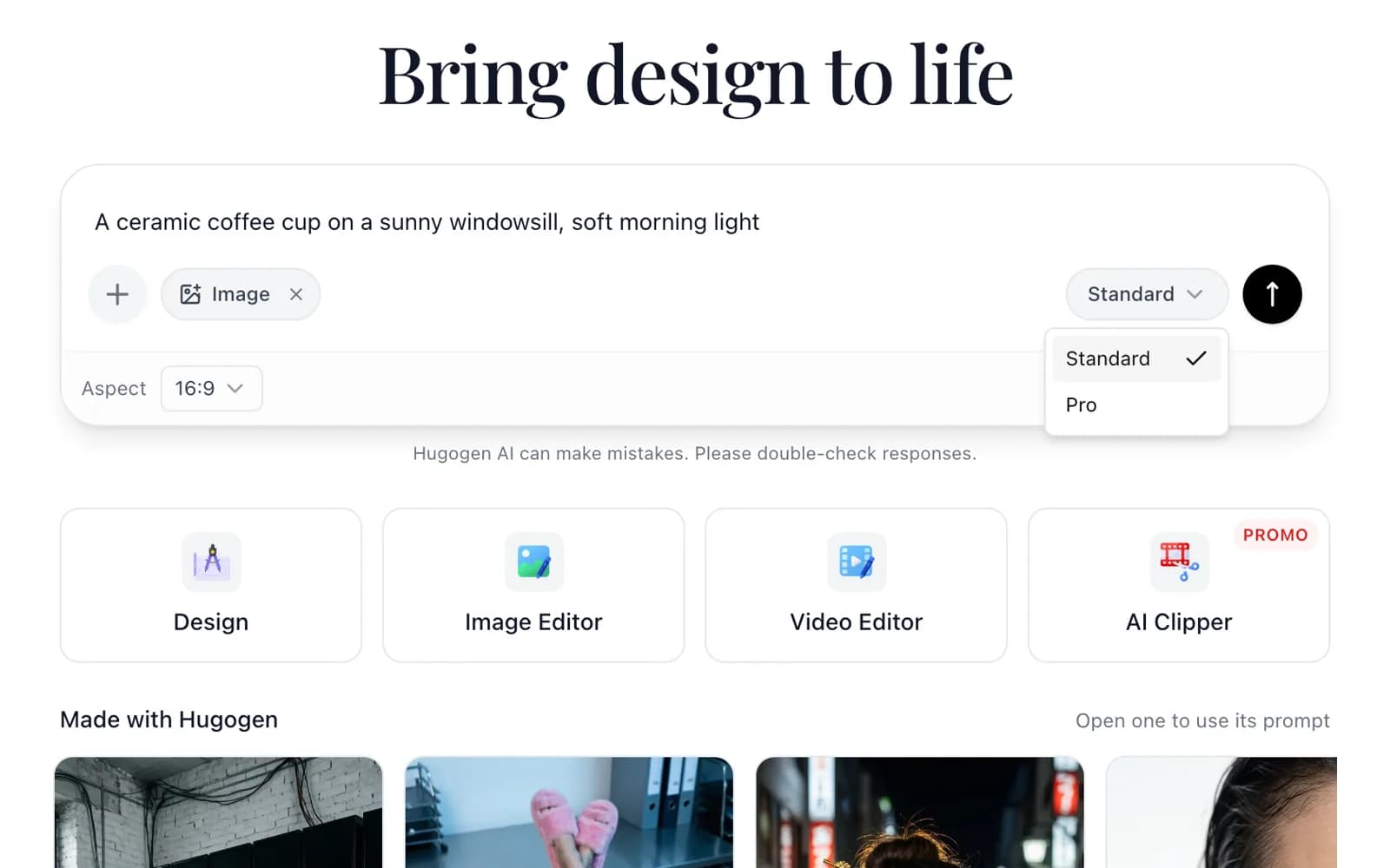 The model menu in the composer with Standard and Pro